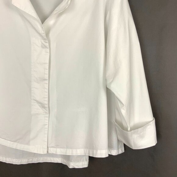 Planet By Lauren G White Cotton Button Up Swing Fit Shirt One Size Fits All - Picture 4 of 16